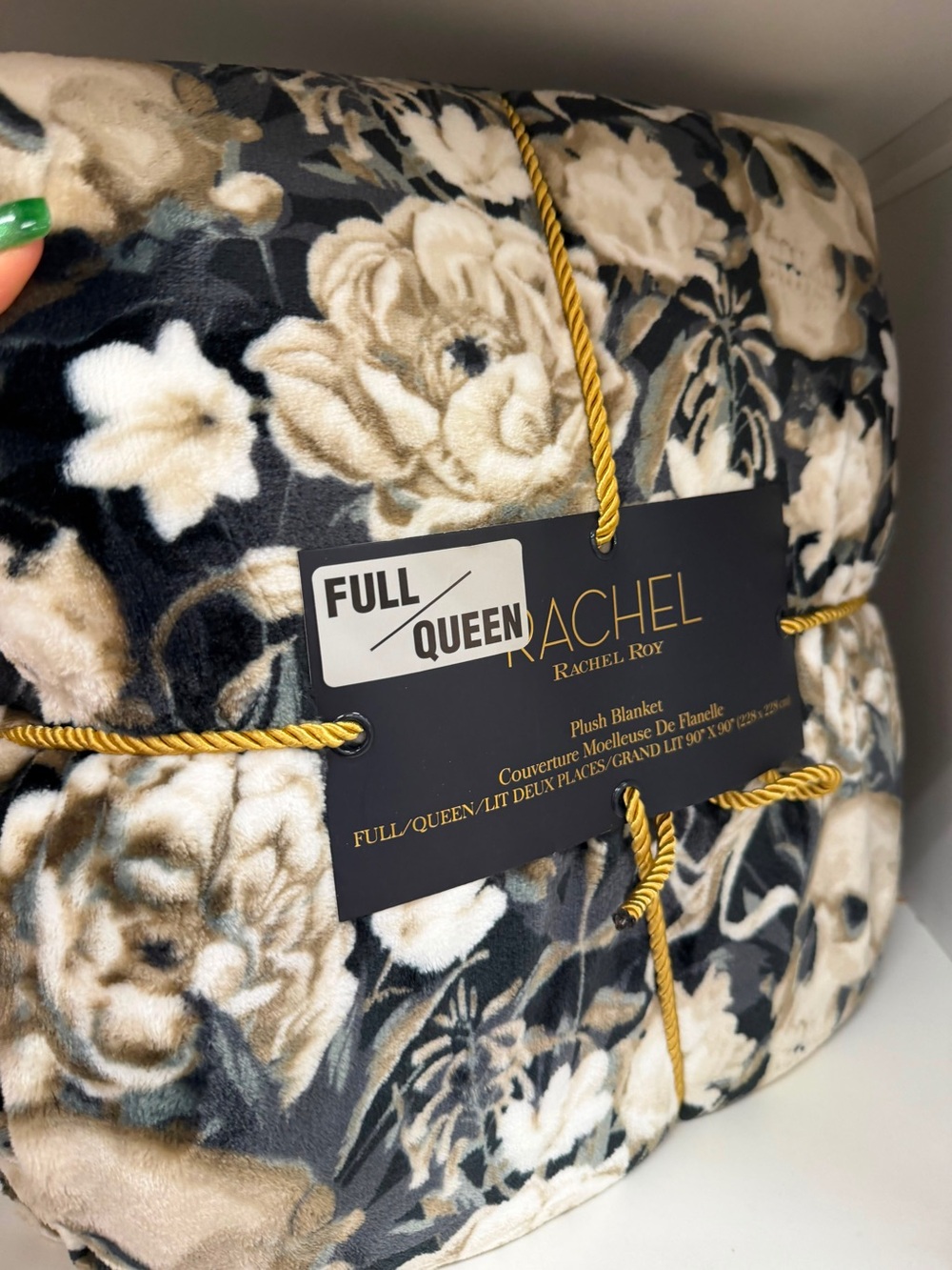 RACHEL Rachel Roy Floral skulls Halloween  Full/Queen Blanket
